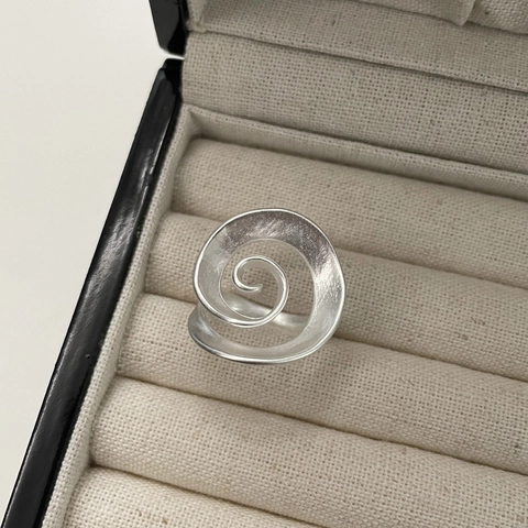 S925 Sterling Silver Spiral Ring Vintage Minimalist Adjustable Vortex Finger Ring For Women Daily Jewelry Matte Finish