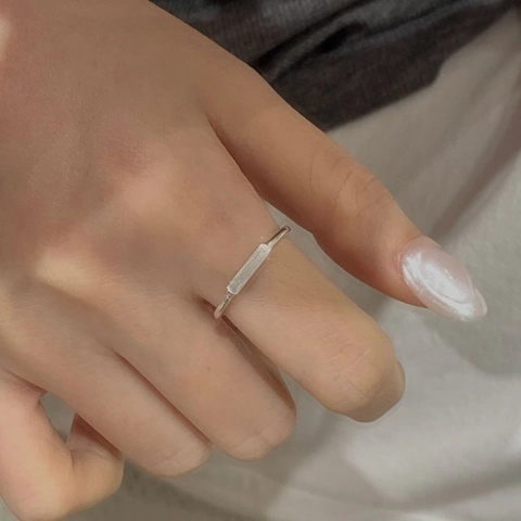 S925 Sterlingsilber Minimalistischer Geometrischer Offener Ring Für Damen Verstellbarer Quadratischer Stab Fingerring Mode Schmuck