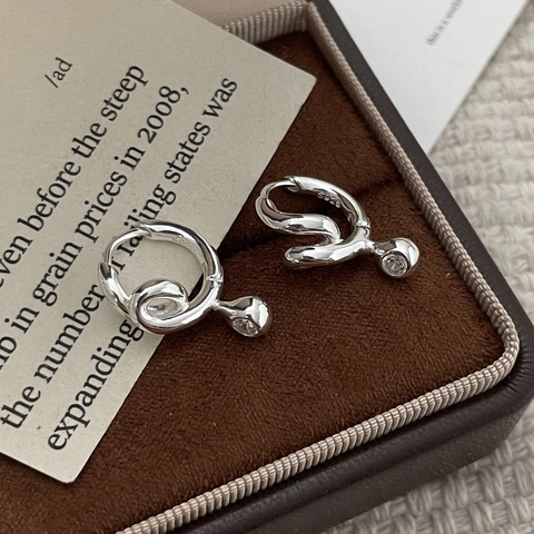925 Sterling Silver Hoop Earrings For Women Minimalist Twisted Design Rhinestone Dangle Earrings Korean Style Fashion Jewelry Gift