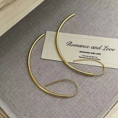 Minimalistische 925 Sterling Zilveren Golf Oorhaken Elegante Vergulde Geometrische Grote C Vorm Oorbellen Voor Dames Sieraden