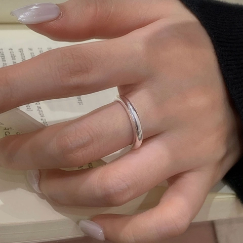 S925 Sterlingsilber Minimalistisch Ring Verstellbare Öffnung Dome Glatte Oberfläche Mode Fingerring Für Damen Tägliche Schmuck