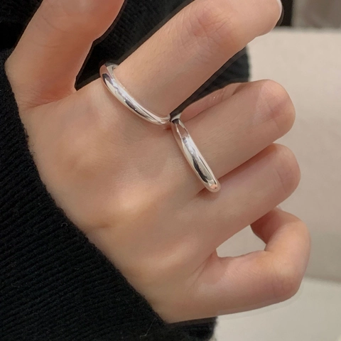 S925 Sterlingsilber Minimalistisch Ring Verstellbare Öffnung Dome Glatte Oberfläche Mode Fingerring Für Damen Tägliche Schmuck