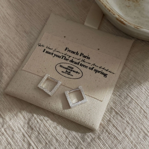 Minimalistische Quadratische Creolen Aus 925 Sterlingsilber Für Damen Sandgestrahlte Geometrische Huggie Ohrringe Täglicher Schmuck