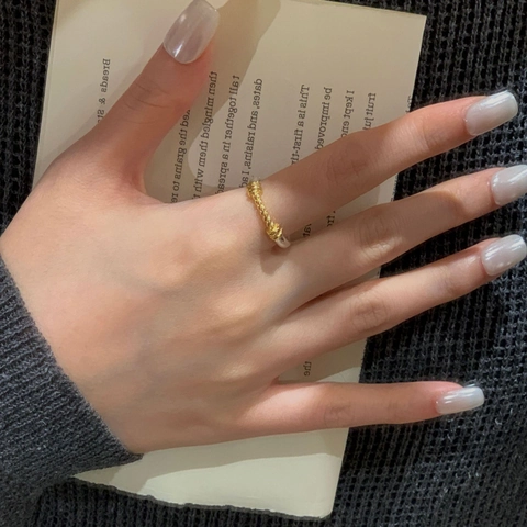 S925 Sterlingsilber Twist Ring Zweifarbige Gold Silber Galvanisierte Offene Verstellbare Ring Für Damen Vintage Modeschmuck