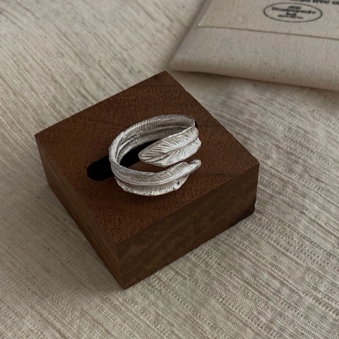 Vintage S925 Sterlingsilber Federring Minimalistischer Verstellbarer Ring Für Damen Bohemian Style Party Schmuck Geschenk Accessoire