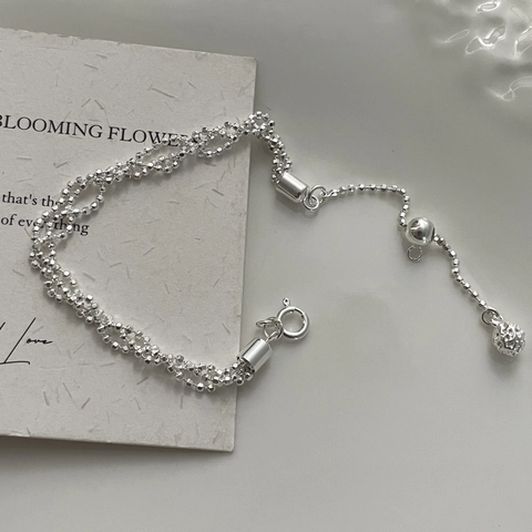 Eleganter S925 Sterlingsilber Mehrschichtige Perlenkette Armband Für Damen Koreanischer Verstellbarer Schiebeverschluss Schmuck