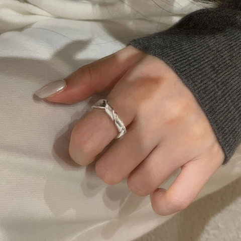 925 Sterling Silver Knot Open Ring For Women Minimalist Geometric Twist Adjustable Finger Ring Cold Style Jewelry Gift