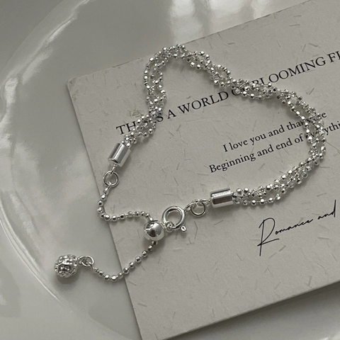 Eleganter S925 Sterlingsilber Mehrschichtige Perlenkette Armband Für Damen Koreanischer Verstellbarer Schiebeverschluss Schmuck