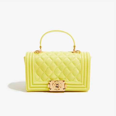 Bolso de Mano Cuadrado de PVC Acolchado de Diamantes Moda Verano Bolso Bandolera Mujer Superficie Jelly Con Cierre