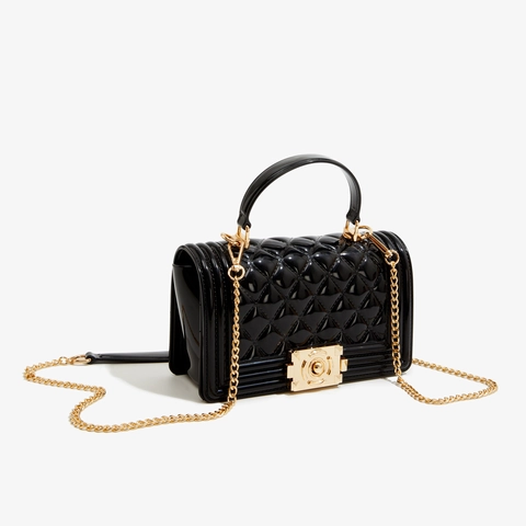 Bolso de Mano Cuadrado de PVC Acolchado de Diamantes Moda Verano Bolso Bandolera Mujer Superficie Jelly Con Cierre