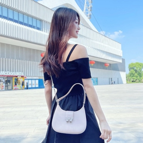 PVC Jelly Underarm Bag For Women Fashion Half Moon Hobo Bag Rhinestone W Buckle Chain Strap Shoulder Bag Solid Color Handbag
