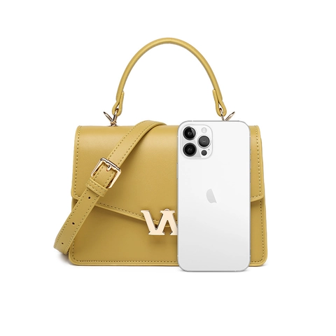 Damen PU Leder Kleine Quadratische Tasche Mit Goldenem Metallbuchstaben Verschluss Elegante Umhängetasche Verstellbarer Riemen Tagesschultertasche