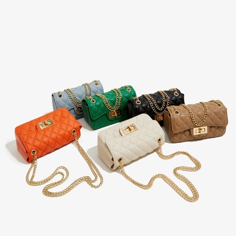 Borsa a Tracolla in Pelle PU Trapuntata Donna Catena Tracolla Chiusura a Girello Borsa a Spalla Quadrata Nicchia Francese Moda