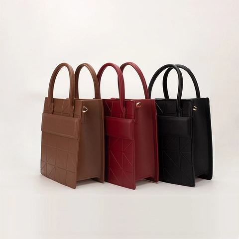 Women's PU Leather Handbag Geometric Patchwork Small Square Bag Crossbody Shoulder Bag With Adjustable Strap Fashion Commute Bag