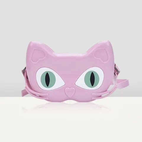 Lindo Bolso Bandolera de PVC con Cara de Gato para Niñas Bolso de Hombro de Gelatina Impermeable Bolso de Moda para Regalo