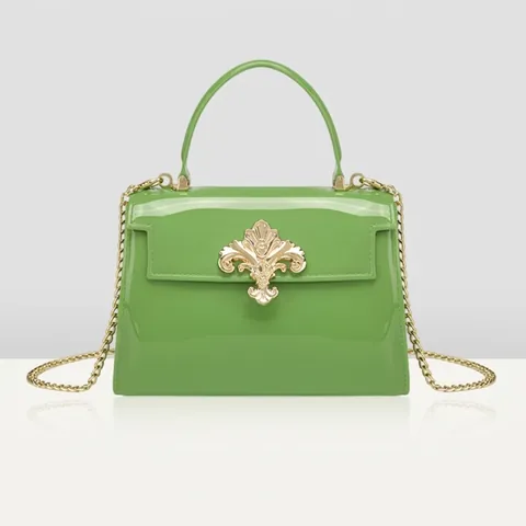 Women PVC Jelly Bag Vintage Gold Fleur-de-lis Buckle Mini Handbag Candy Color Fashion Chain Crossbody Shoulder Bag