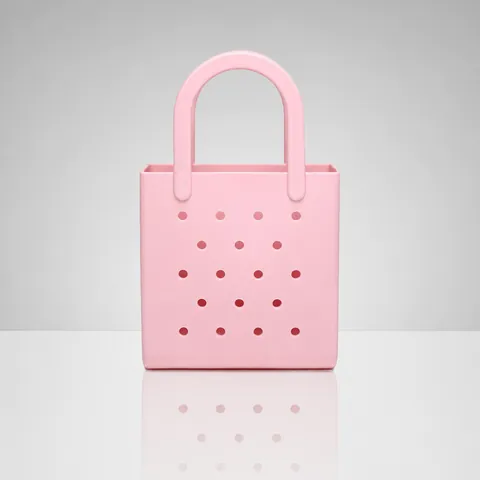 Women DIY Hollow Out PVC Jelly Handbag Macaron Color Portable Beach Bag Minimalist Waterproof Small Tote Storage Bag