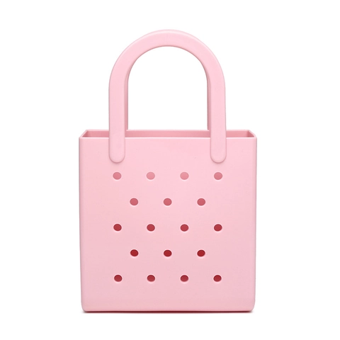 Women DIY Hollow Out PVC Jelly Handbag Macaron Color Portable Beach Bag Minimalist Waterproof Small Tote Storage Bag