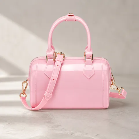 Women PVC Jelly Boston Handbag Candy Macaron Color Top Handle Bag With Adjustable Shoulder Strap Crossbody Bag