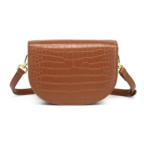 Bolso de Silla de PU con Patrón de Cocodrilo Vintage para Mujer Bolso de Hombro con Hebilla Dorada Elegante Bolso de Mano Diario
