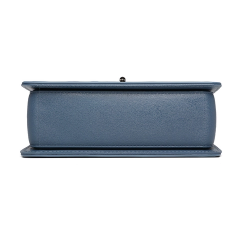 Damen Gesteppte Denim Schultertasche Westlicher Vintage Umhängetasche Metallkette Quadratische Klappentasche Mit Silbernem Verschluss