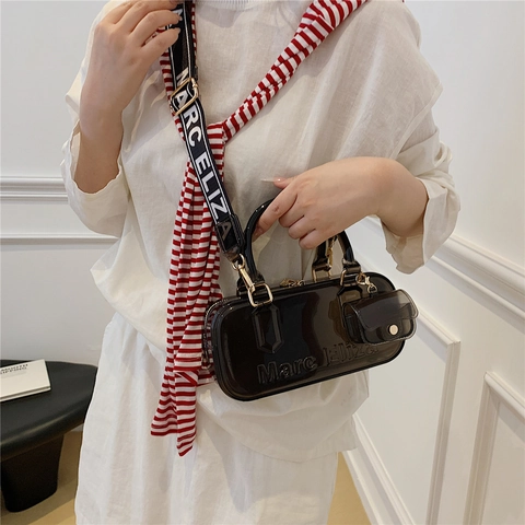 Women PVC Transparent Jelly Shoulder Bag Fashion Wide Fabric Strap Crossbody Handbag With Mini Coin Purse Summer Casual Tote