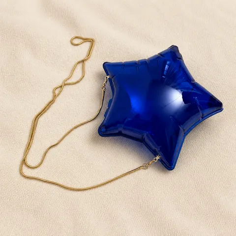 Fashion Star Shaped Acrylic Chain Crossbody Bag Women Mini Jelly Star Shoulder Purse Transparent Metallic Lipstick Bag
