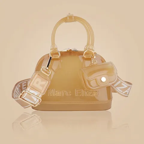Women Fashion Transparent PVC Jelly Bag Wide Letter Print Strap Shell Shape Crossbody Bag Casual Daily Waterproof Satchel