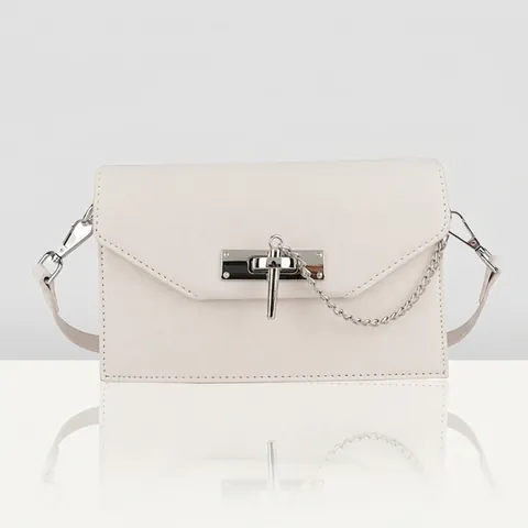 Fashion PVC Crossgrain Leather Crossbody Bag For Women Urban Minimalist Stitching Small Square Shoulder Bag With Lock