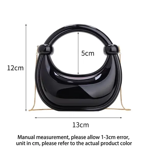 Spiegel Laser Mini Knöchelform Umhängetasche Damen Metallic Acryl Hartschale Kette Handtasche Mode Abendtasche