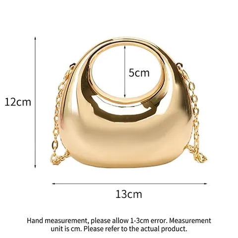 Metallic Mirror Acrylic Evening Bag Women Niche Circular Hollow Handle Drop Shaped Handbag With Chain Strap Party Wedding Purse