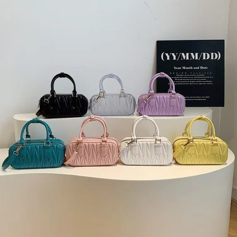 Damen Fashion Gesteppt PVC Gelee Boston Tasche Urban Minimalistisch Kissen Umhängetasche Handtasche Für Den Alltag