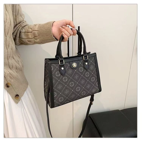 Vintage Monogramm PU Leder Handtasche Für Damen Große Kapazität Schulter Umhängetasche Mit Verstellbarem Gurt Für Den Alltag