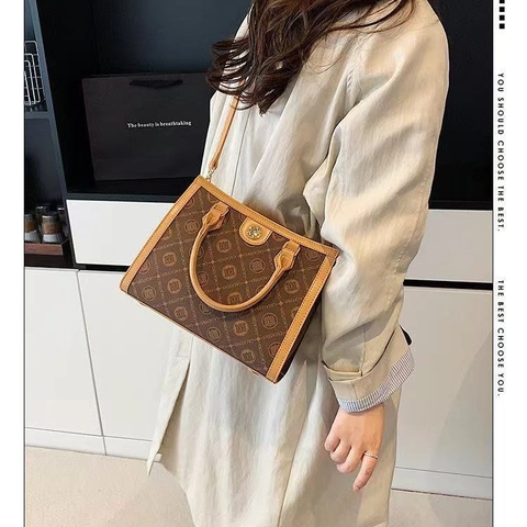 Vintage Monogramm PU Leder Handtasche Für Damen Große Kapazität Schulter Umhängetasche Mit Verstellbarem Gurt Für Den Alltag