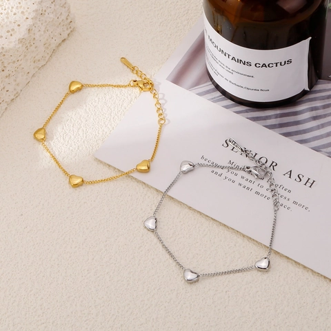 Minimalistische 316 Roestvrijstalen Hart Hanger Halsketting Armband Voor Dames Eenvoudige Elegante Goud Zilver Kleur Sieraden
