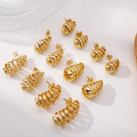 Minimalistische Geometrische Kupfer Ohrringe Vergoldet Spirale Wassertropfen Ohrstecker Für Damen Mode Schmuck Zubehör