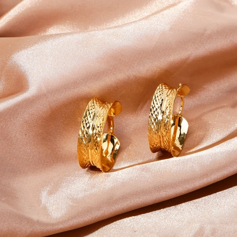 Pendientes de Aro de Cobre Geométricos Gruesos de Moda para Mujer Chapados en Oro Declaración Forma de C Joyería Minimalista