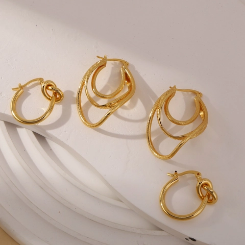 Exaggerated Personalized Copper Gold Hoop Earrings For Women Heavy Duty Spiral Geometric Twisted Heart Drop Earrings Jewelry Gift