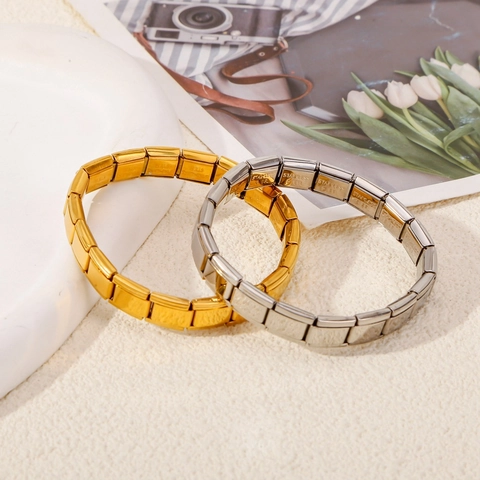 Minimaliste 316 Acier Inoxydable Modulaire Extensible Bracelet Charme Italien Or Argent Géométrique Lien Bijoux Pour Femmes