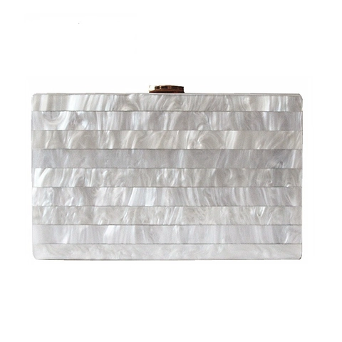 Schicke Perlmutt Gestreifte PVC Clutch Tasche Für Damen Elegante Marmormuster Bankett Abendtasche Mit Kettengurt Weiß