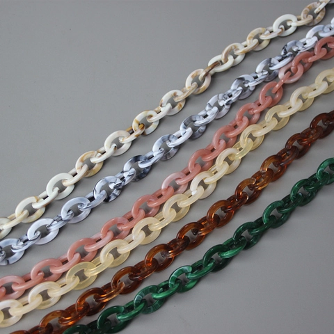 Women Retro Acrylic Resin Bag Chain Contrast Color Detachable Chunky Shoulder Strap Marble Pattern Decorative Chain For Handbags
