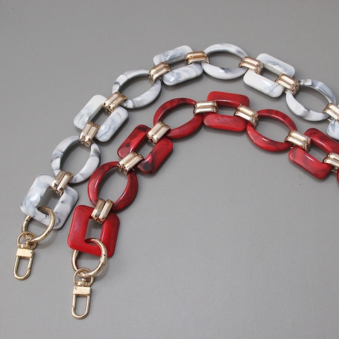 Vintage Acryl Harz Taschengurt Kette Grobe Marmormuster Ersatzgriff Für Damen Mode Handtaschen Mit Goldlegierung Schnallen