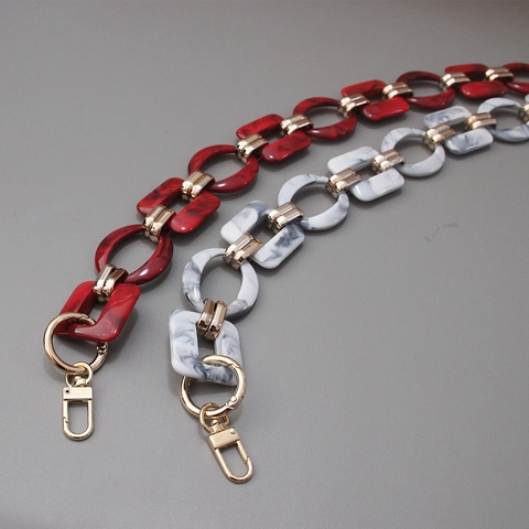 Vintage Acryl Harz Taschengurt Kette Grobe Marmormuster Ersatzgriff Für Damen Mode Handtaschen Mit Goldlegierung Schnallen