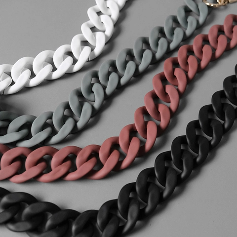 Matte Acrylic Resin Bag Strap Chain Detachable Thick Link Decorative Belt Gold Alloy Lobster Clasp Women Handbag Accessories