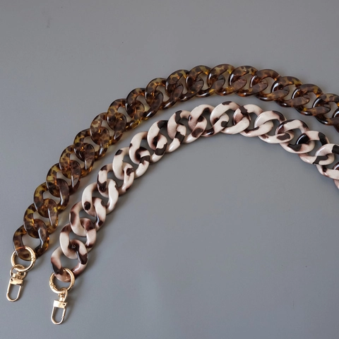 Tracolla a Catena Leopardata da Donna in Resina Acrilica Manico di Ricambio Retrò Con Fermagli in Metallo Dorato Per Borse
