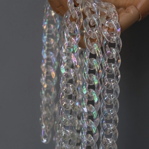 Iridescent Transparent Acrylic Bag Chain Strap For Women Handbag Accessories Luxury AB Color Resin Shoulder Chain Decoration