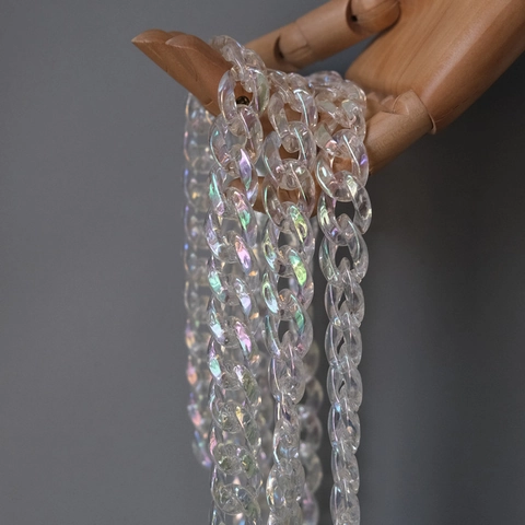 Iridescent Transparent Acrylic Bag Chain Strap For Women Handbag Accessories Luxury AB Color Resin Shoulder Chain Decoration