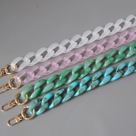 Acrylic Resin Chunky Bag Strap Marble Pattern Candy Color Replacement Shoulder Chain For Handbags Women DIY Bag Accessories