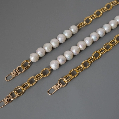 Elegante Tracolla in Mix di Künstliche Perle e Metallo Ricambio Manico per Borsa Accessorio Fai-da-te Decorazione per Borsa Donna