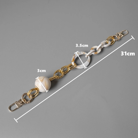 Vintage Resin Acrylic Bag Chain Strap For Women Handbag Handle Replacement Decoration Marble Marble Bead Alloy Chain